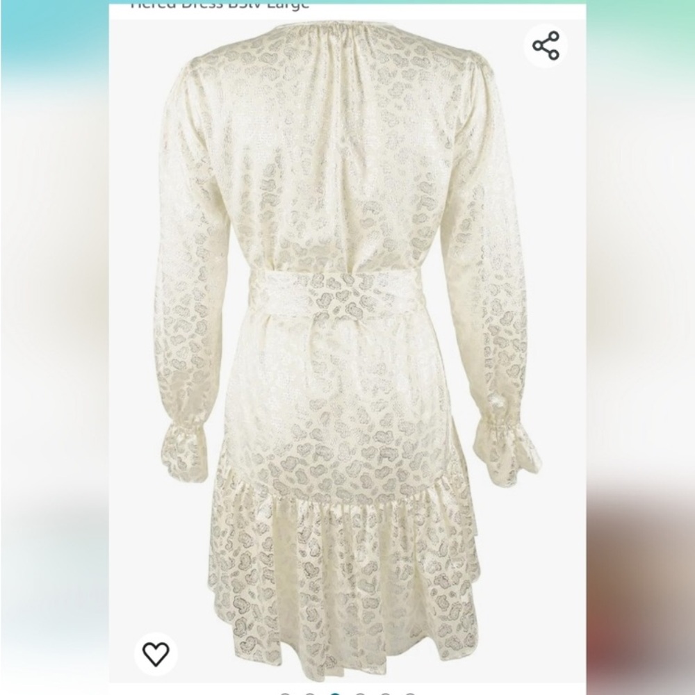NEW Michael Kors Foil Paisley Print V-Neck Tie Tiered Dress | XS | Cream wedding - Picture 9 of 16